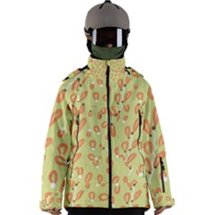 Pattern Leaves Print Background Men s Zip Ski And Snowboard Waterproof Breathable Jacket by Cemarart