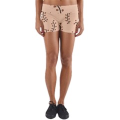 Leaves Plants Dots Pattern Yoga Shorts by Cemarart