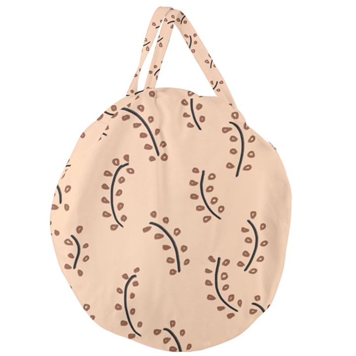 Leaves Plants Dots Pattern Giant Round Zipper Tote