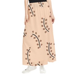 Leaves Plants Dots Pattern Maxi Chiffon Skirt