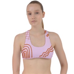 Elements Scribbles Wiggly Lines Retro Vintage Criss Cross Racerback Sports Bra