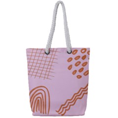 Elements Scribbles Wiggly Lines Retro Vintage Full Print Rope Handle Tote (small)