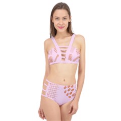 Elements Scribbles Wiggly Lines Retro Vintage Cage Up Bikini Set