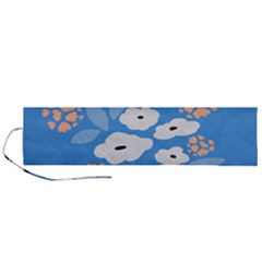 Doodle Flowers Leaves Plant Design Roll Up Canvas Pencil Holder (l) by Cemarart