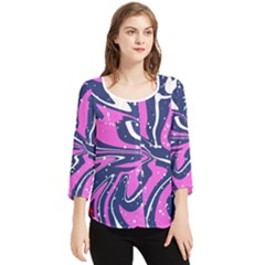 Texture Multicolour Grunge Chiffon Quarter Sleeve Blouse