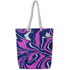 Texture Multicolour Grunge Full Print Rope Handle Tote (small)