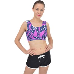 Texture Multicolour Grunge V-Back Sports Bra