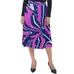 Texture Multicolour Grunge Classic Velour Midi Skirt 