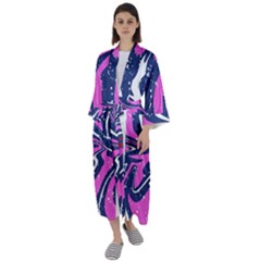 Texture Multicolour Grunge Maxi Satin Kimono