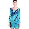 Mint Background Swirl Blue Black Long Sleeve Bodycon Dress View1