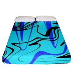 Mint Background Swirl Blue Black Fitted Sheet (king Size)