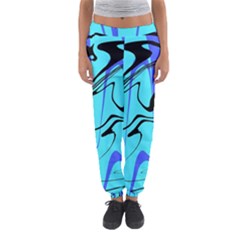 Mint Background Swirl Blue Black Women s Jogger Sweatpants by Cemarart