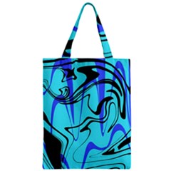 Mint Background Swirl Blue Black Zipper Classic Tote Bag