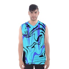 Mint Background Swirl Blue Black Men s Basketball Tank Top