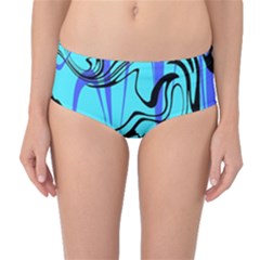 Mint Background Swirl Blue Black Mid-waist Bikini Bottoms