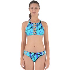 Mint Background Swirl Blue Black Perfectly Cut Out Bikini Set by Cemarart