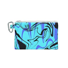 Mint Background Swirl Blue Black Canvas Cosmetic Bag (small)