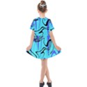 Mint Background Swirl Blue Black Kids  Short Sleeve Shirt Dress View2