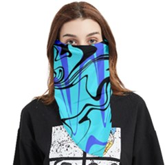 Mint Background Swirl Blue Black Face Covering Bandana (triangle)