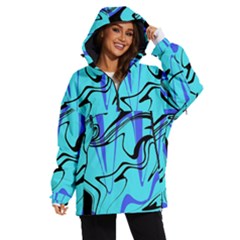 Mint Background Swirl Blue Black Women s Ski And Snowboard Waterproof Breathable Jacket by Cemarart