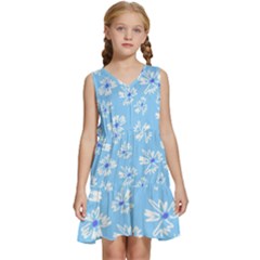 Flowers Pattern Print Floral Cute Kids  Sleeveless Tiered Mini Dress by Cemarart