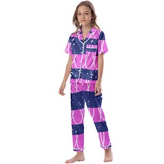 Texture Grunge Speckles Dot Kids  Satin Short Sleeve Pajamas Set by Cemarart