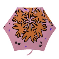 Doodle Flower Sparkles Orange Pink Mini Folding Umbrellas