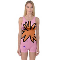 Doodle Flower Sparkles Orange Pink One Piece Boyleg Swimsuit