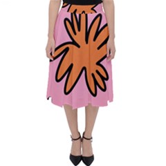 Doodle Flower Sparkles Orange Pink Classic Midi Skirt