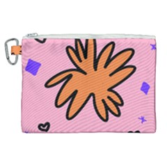 Doodle Flower Sparkles Orange Pink Canvas Cosmetic Bag (xl)