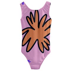 Doodle Flower Sparkles Orange Pink Kids  Cut-out Back One Piece Swimsuit