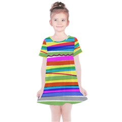 Print Ink Colorful Background Kids  Simple Cotton Dress