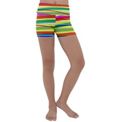 Print Ink Colorful Background Kids  Lightweight Velour Yoga Shorts by Cemarart