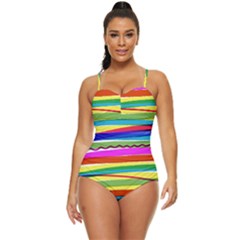 Print Ink Colorful Background Retro Full Coverage Swimsuit by Cemarart