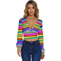 Print Ink Colorful Background Long Sleeve Deep-v Velour Top by Cemarart