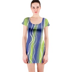 Texture Multicolour Gradient Grunge Short Sleeve Bodycon Dress