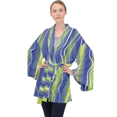 Texture Multicolour Gradient Grunge Long Sleeve Velvet Kimono 