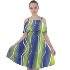 Texture Multicolour Gradient Grunge Cut Out Shoulders Chiffon Dress