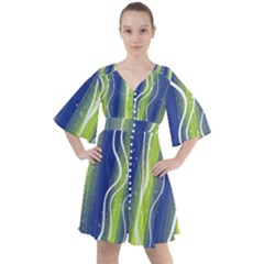 Texture Multicolour Gradient Grunge Boho Button Up Dress