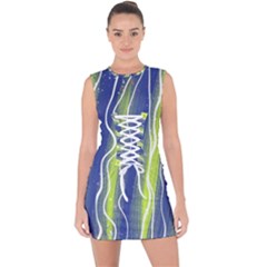 Texture Multicolour Gradient Grunge Lace Up Front Bodycon Dress