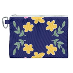 Doodle Flower Leaves Plant Design Canvas Cosmetic Bag (xl)