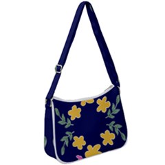Doodle Flower Leaves Plant Design Zip Up Shoulder Bag by Cemarart