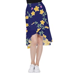 Doodle Flower Leaves Plant Design Frill Hi Low Chiffon Skirt