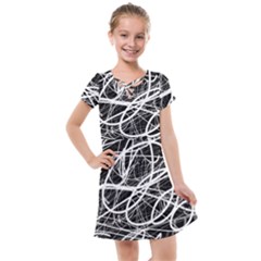 Ink Texture Colorful Blots Red Kids  Cross Web Dress