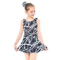 Flower Print Doodle Pattern Floral Kids  Skater Dress Swimsuit