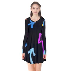 Colorful Arrows Kids Pointer Long Sleeve V-neck Flare Dress