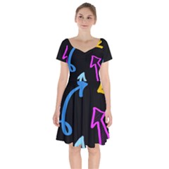 Colorful Arrows Kids Pointer Short Sleeve Bardot Dress