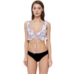 Blob Gradient Blur Scatter Low Cut Ruffle Edge Bikini Top by Cemarart