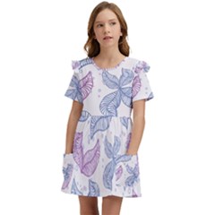 Blob Gradient Blur Scatter Kids  Frilly Sleeves Pocket Dress by Cemarart