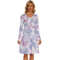 Blob Gradient Blur Scatter Long Sleeve Dress With Pocket